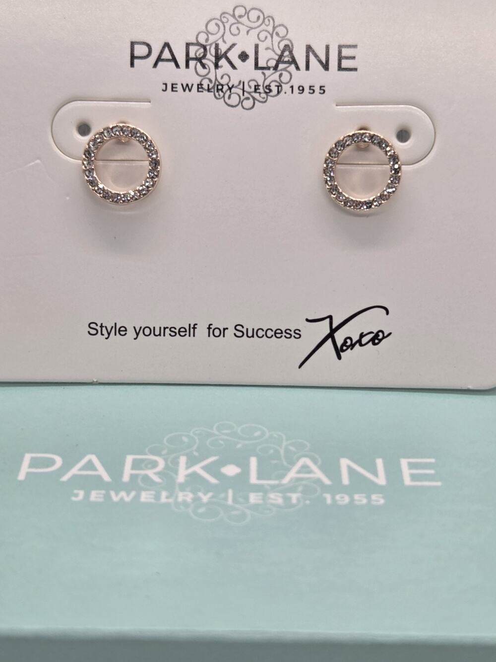 Park Lane Roo Circle Sparkle Cubic Zirconia Rose Gold Tone Fashion Earrings